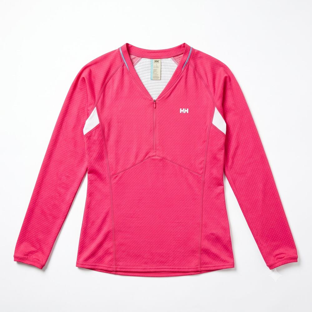 Helly Hansen Half-Zip Tech Base Layer Pink Lifa Stay Dry Women's Medium